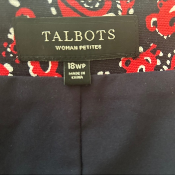 Talbots A-Line Skirt Bandana Print Navy Blue and Red Lined Plus size 18W Petite - Picture 14 of 15